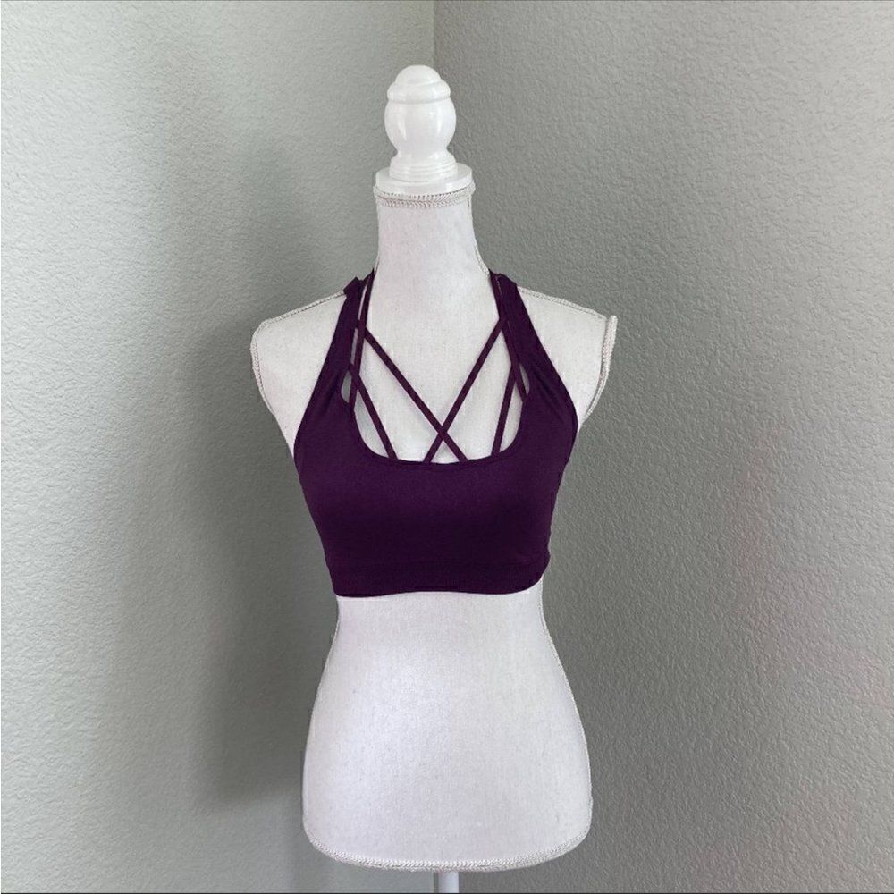 Victoria Sport Women's Purple Strappy Front With Cross Back Sports Bra Size M - Picture 2 of 7